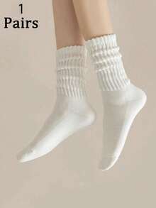 1 双女式 168D 针织马镫保暖袜，JK 学院风腿套，芭蕾舞袜，秋冬 - 白色 - 查看 5