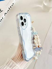 奶油纹理波浪边纯色防震手机壳，配有手工串珠手链，适用于 17pro/17Air/17/17promax16/11/16pro/16plus/16promax/16e/15Promax/13/14/12/XS/XR/7G/8P、13、14、Galaxy S24、Galaxy S24+、Galaxy S24 Ultra、Galaxy S22 - 淺藍色 - 查看 5