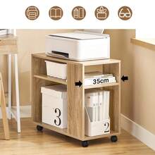 SoBuy FBT34-W, Side Table End Table Coffee Table Lamp Table With Storage Shelves, 2 Tiers Bookcase On Wheels - Brown - View 10