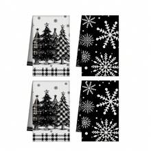 2/4 Piece Set, Christmas Dish Towels, Modern Dish Cloths With Super Absorbent Microfiber In Black Style, Tea Towels, Rags And Hand Towels, Which Are Very Suitable For Cooking, Baking, Cleaning, Giving To Neighbors, Mothers, Friends, Birthdays, Christmas, Housewarming, Kitchen Decoration And Household Items. - Multicolor - View 12
