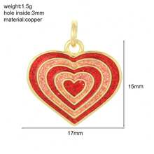 1pc Cute Girly Multi-Color Heart Copper Pendant, Handmade DIY Necklace, Bracelet, Earring Jewelry Charm, Suitable For Daily Wear, Great For Christmas Gift - Multicolor - View 12
