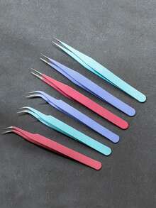6 pinzas de colores antiestáticas, herramientas de papelería con punta de precisión y punta curva, kit de herramientas DIY para planificadores