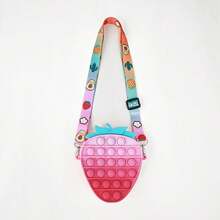 Niedliche Kinder Erdbeere Quetschspielzeug Tasche, Mini Beutel Spielzeug mit Gurt, kann Münzen/Süßigkeiten halten, Kleinkind Rollenspiel Zubehör, weiches Silikon Quetschbeutel mit Gurt, Baby Fidget Spielzeug & Geschenk