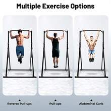 Triangular Pull Up Station, Adjustable Height Strength Training Workout Equipment, Foldable Horizontal Bar, Power Tower Pull Up Bar Stand For Home Gym, 440LBS - Black - View 2