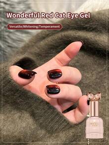 annies 10ml Red Cat Eye Gel Nail Polish - Mesmerising Ruby Cat Eye Gel Polish, Red Glitter Gel Polish Magnetic Effect Soak Off UV Nail Art Design Manicure Gifts For Women