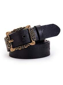 1pc/2pcs Women's Vintage Carved Waist Belt, Solid Color Retro Simple Versatile Ladies Belt, Suitable For Autumn, School