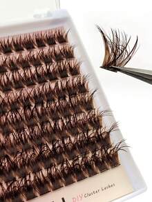 Rikuaild 120pcs Brown Wet Look 120D Cluster False Eyelashes, D Curl, Create Dramatic Makeup, Essential For Travel & Everyday Makeup - D - Xem 6