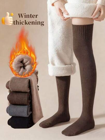 1/2/3/4/5 pares Calcetines de mujer de invierno cálidos por encima de la rodilla, medias altas de mujer, calcetines gruesos y cálidos por encima de la rodilla, calcetines gruesos por encima de la rodilla, calcetines cálidos de otoño e invierno para el hogar, calcetines acogedores