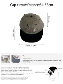 Embroidered Letter English Pattern Flat Brim Wide Brim Baseball Cap, Spring/Summer Outing, Face-Slimming, Hip-Hop, Sun-Shading Cap, Men, Skater Hippie Chicks Style - Multicolor - View 4