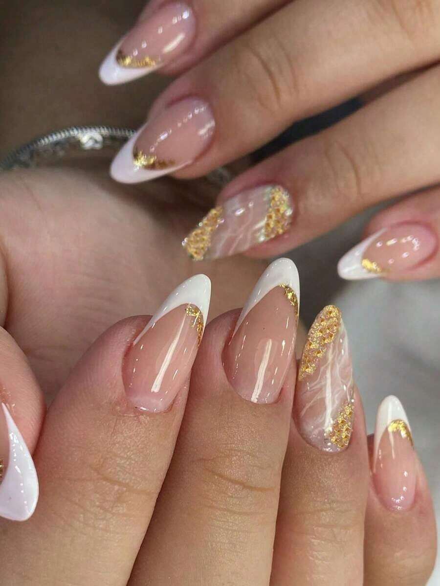 Elevate Your Style With, 24Pcs Almond Black Gradient Tip Press On Nails Medium Fit Perfectly Design Acrylic False Nail Set,Contain 1Pc Jelly Glue And 1Pc Nail File, Red Nails For Women And Girls To Diy Daily Work Study And Party Use Nail Supplies Nails - 多色 5 - 查看 1