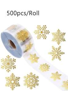 Nuevas pegatinas navideñas, pegatinas decorativas de oro transparente con forma redonda para el embalaje de regalos de comercio transfronterizo, decoración navideña