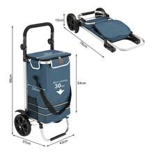 Bakaji Carrello Spesa 3 in 1 Pieghevole per Trasporto con Capacità di 56 Litri, Carrellino a Mano Portaspesa Carico Massimo 50 kg con Manico Ergonomico, Ruote e Tracolla, Trolley Salvaspazio - Blu - Visualizzare 6