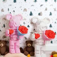 2025 New Heart-Shaped Building Blocks, Heart-Shaped Puzzle Toy For Proposal, Flower Bouquet & Teddy Bear Assembly Model, Valentine's Day Proposal Gift, Girlfriend Birthday Gift, Christmas Surprise Gift - Multicolor - View 3