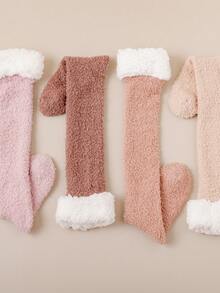 1 par de calcetines de felpa de coral para mujer, calcetines térmicos gruesos y cálidos para el invierno, adecuados para el hogar, el posparto y dormir