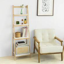 SoBuy FRG162-N, 4 Tiers Foldable Ladder Shelf Bookcase, Storage Display Shelving Unit - Brown - View 11