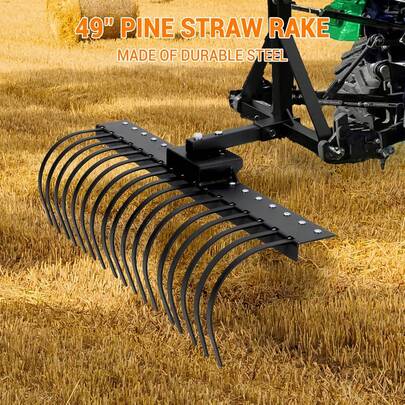 Râteau à paysager pour VTT/UTV pour enlever les pierres, les touffes d'herbe et les débris. Compatible avec le pont élévateur manuel pour VTT/UTV.