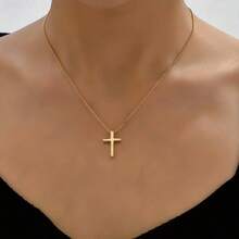 1 Piece Of Gold Simple Fashion Cross Necklace - Golden - View 6