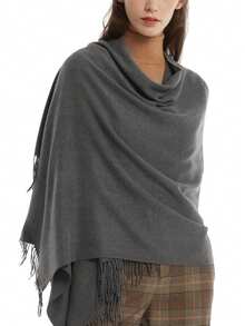 وشاح بوهيمي من البوليستر أحادي اللون، وشاح دافئ للخريف/الشتاء، مناسب للعروس والوصيفات والحفلات والفساتين