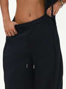 WAKYME Pantaloni jogger casual da donna con coulisse e tasche, tinta unita, stile minimalista, adatti per leggings autunno/inverno