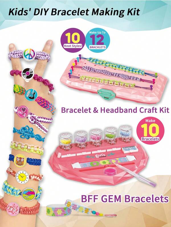 1 Set Girls Bracelet Making Kit, DIY Handmade Weaving Set, Pearl Sticker Set, Heart Bracelet Weaving Loom, Diamond Bracelet Weaving Loom, Arts & Crafts, Beaded Bracelet Making Craft, Crystal Diamond Stickers, DIY Beaded Bracelet, Girls Craft, Weaving Tools, Gift For Girls Aged 6-12, Christmas/Birthday/Halloween Gift, Suitable For Girls Over 6 Years Old