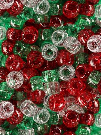 Julponnypärlor för smyckestillverkning transparenta akryldistanspärlor stora hål distans DIY hänge armband tillbehör