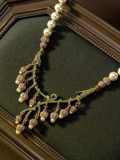 A Vintage Lily Of The Valley Tassel Necklace, Elegant Unique Boutique Design, Luxurious And Fashionable Jewelry, Suitable For Gifts, Daily Wear, Parties And Formal Events