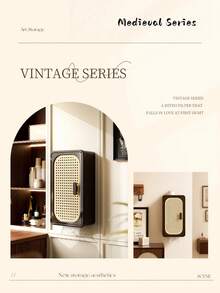 A Mid-Century Style Side-Opening Tissue Box, Storage Box, Storage Bin, Daily Household Chinese-Style Retro Rattan Tissue Box, Wall-Mounted Storage, Cosmetics Storage Box, Punch-Free Storage Box, Suitable For Toilets, Living Rooms, Kitchens, And Bedrooms