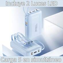 Batería Portátil para Celular 2026 - Nueva Versión: Gran Capacidad de 20000mAh, Pila Portátil Mini con 4 Cables Incluidos. Compacta y Ultraportátil para Todos los Celulares, Tabletas y Dispositivos - 2 Luces LED para Apagones y Outdoor - Permitida en Aviones - Serie Jiditech A20/A20Pro. - A20Pro-Azul - Ver 1