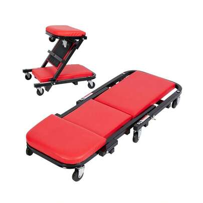 UNHO Crawler Stool Mechanics Workshop Garage Creeper Board Deluxe Car Creeper, Folding 6 Wheeled, With Head Rest