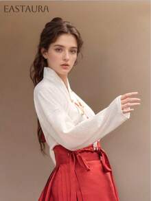 新品冬季保暖裹身衬衫，中国复古长袖上衣，适合春季和秋季 - 女士服装飘逸面料 - 适合休闲和正式场合 - 仅限女士上衣的理想礼物