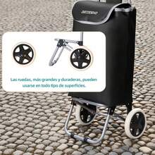 Carrito Compra Plegable Carro de la Compra 2 Ruedas con Bolsa Desmontable, tela Oxford bolsa,Carro Ruedas Anchas, Bolsa Extraíble,88 x 35 x 17 cm, 22.8L.