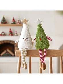 1 buc/2 buc decorațiuni de Crăciun, păpușă de brad de Crăciun și ornament de coroană - brad pufos verde cu picioare dungate, pentru decor acasă, masă, perete și petrecere de Crăciun, cadouri de petrecere, cadouri pentru cupluri