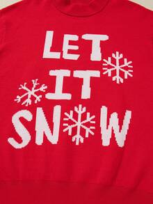 Acelitt Suéter holgado de Navidad con estampado de copos de nieve y contraste para mujeres en invierno