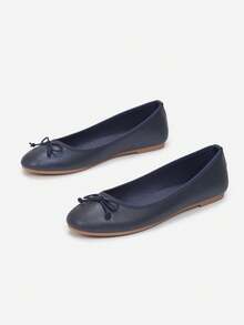 Soft Velvet Ballet Flats Women Romance Casual Spring Summer Autumn Winter - Navy Blue - View 4