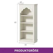 BALCONERA Weißes Stehendes Bücherregal (140 cm) mit 4 Etagen & Schnitzdesign – Ideal für Wohnzimmer, Schlafzimmer, Studierzimmer & Büro