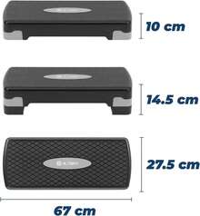 Banco de aeróbicos para gimnasio, banco de ejercicio| ideal para fitness, con 2 elevadores ajustables y extraíbles| banco step con múltiples posiciones. - Beige / Naranja - Ver 11