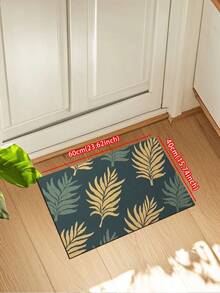 1pc Nordic Style Palm Leaf Entrance Mat, Non-Slip Absorbent Foyer Rug, Square Carpet For Indoor Entryway, Doormat, Bathroom, Laundry Room, Shower, Sink, Party, WashableChristmas Decor