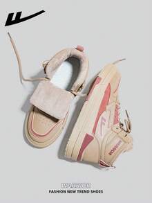 1 Paar WARRIOR Damen Schuhe mit dicker Sohle, Schnürung und weichem Boden, runde Zehenpartie, rutschfest, einfarbig, elegant, weiche Sohle, für Outdoor und Pendeln geeignet, passend für Studenten beim Abschlussfoto, flache Leder Sport Skateboard Schuhe