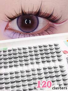 120 pezzi Ciuffetti di ciglie stile manga, ricci C, estensioni ciglie a grappolo sinistra e destra, estensioni ciglie finte individuali, per trucco quotidiano, fai da te a casa, morbide e facili da usare