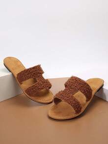 Neue Damen Große Größen bequeme, einfache Einriemen-Sandalen mit rundem Zehenbereich und Cut-Out-Muster, lässige, modische offene Zehensandalen für Strand, Urlaub und Sommer