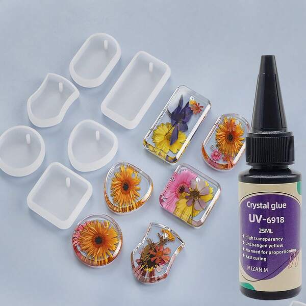 UV Crystal Clear Glue, Suitable For Specimen Making, Handmade DIY Arts & Crafts, Transparent Glue For Oil Painting Covers, UV Ultraviolet Glue, No Mixing Required Clear Glue