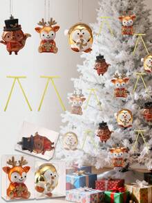 Poudre adhésive dorée brillante, pendentif en plastique Ins, décoration de Noël 3D, ornement pour sapin de Noël - pendentifs de dessin animé pastel avec pingouins, écureuils, cerfs. Ornements de fête pour la maison, les vitrines de magasin, les décorations de sapin de Noël en forme de bonbon pour la décoration de fête de Noël, artisanat DIY, décoration de fenêtre de sapin de Noël Ins 3D, convient pour les cadeaux de Nouvel An et de Noël, les fournitures de fête, la décoration de la table à manger, de la cheminée et du salon