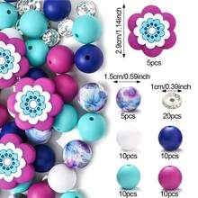 70pcs Colorful Flower Silicone Bead Set - Ideal For DIY Crafting Keychains, Necklaces, Bracelets, Decorative Pens, Jewelry And Pendants