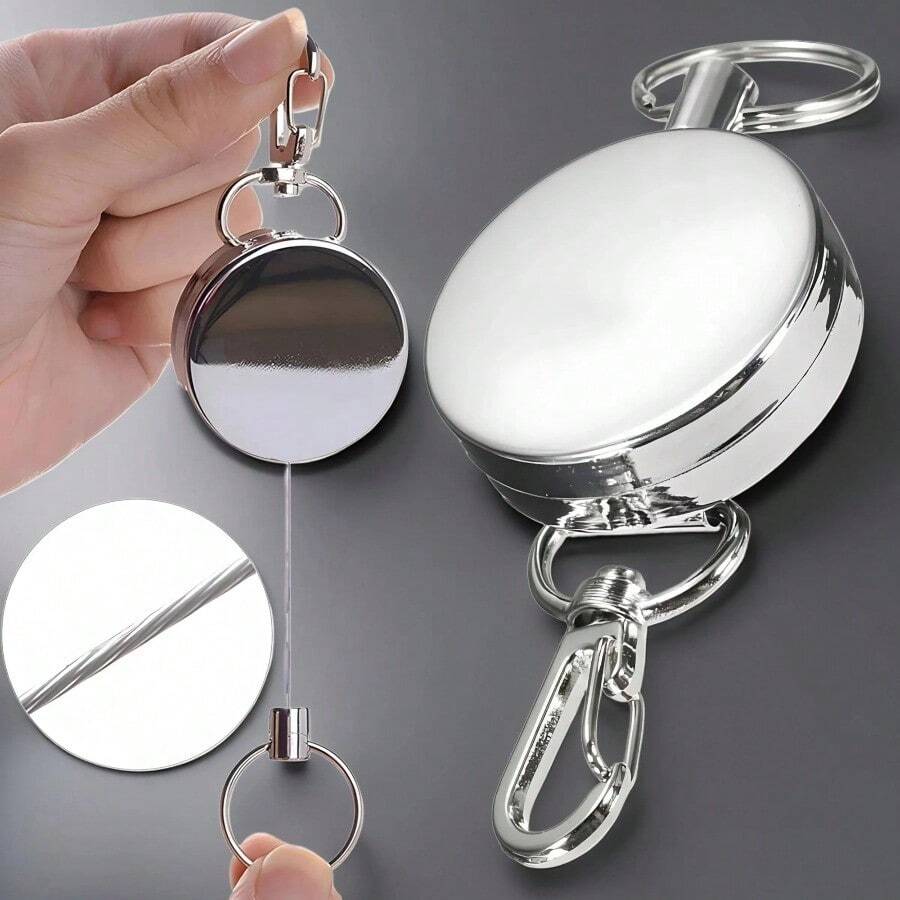 Recoil Buckle Keyring Holder - Resilience Steel Wire Rope Retractable Spring Key Ring Anti-Lost Outdoor Accessory Gifts For Women