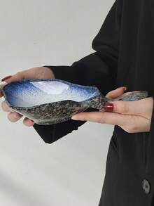 Cabin Kangaroo 1pc Unique Ceramic Video Storage Tray, Distinctive Design, Distinctive Shape, Distinctive Material, Storage Tray Advantages, Exquisite Handle, Practical And Aesthetic, Suitable For Ins-Style Home Environment, Storage Of Small Items, Tidy And Orderly Space, Decorative Ornaments, Placement On Living Room Coffee Table, Bedroom Vanity, Study Desk, Ideal Prop For Photography, Adds Artistic Atmosphere