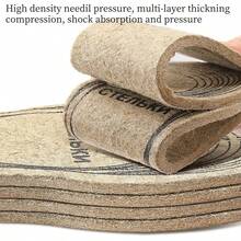 1 Pair Of Thickened Wool Felt Insoles For Warmth, Shock Absorption And Pressure Relief. Multiple Sizes Available For Arbitrary Cutting