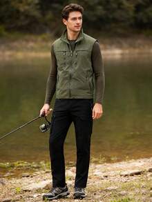 Men's Vests Men Jacket Sleeveless Vest Spring Summer Autumn Casual Travels Hiking Work Fishing Vest Multi-Pockets Vest Waistcoat Green - Army Green - View 4