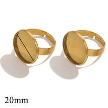 10pcs Stainless Steel 18K Gold-Plated Minimalist Round Ring Bases Adjustable Ring Flat Trays DIY Jewelry Making Supplies Women's Stainless Steel Rings - Ring Base - View 9