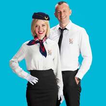 5pcs Flight Attendant Costume Accessories Set, Including Stewardess Hat, Gloves, Scarf And Brooch, Suitable For Christmas, Halloween Costume Parties, Dance Events, Music Festivals And New Year Outfits - Multicolor - View 2