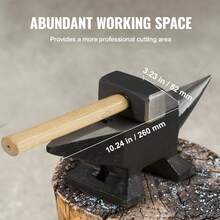 Single Horn Anvil, 22Lbs Cast Steel Anvil, High Hardness Rugged Round Horn Anvil Blacksmith, Large Countertop And Stable Base, With Round And Square Hole, Metalsmith Tool For Bending And Shaping - Black - View 5